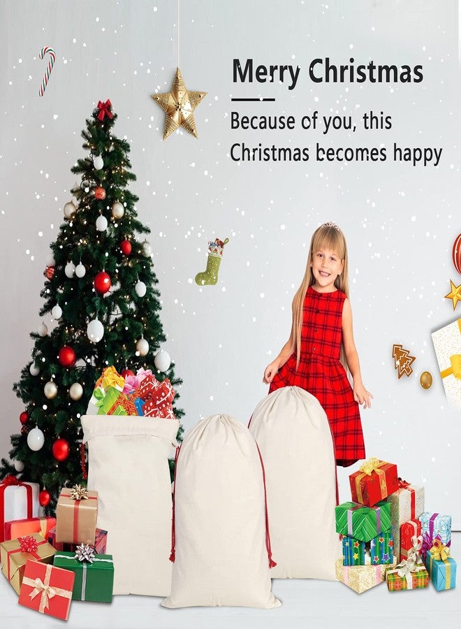 Inspireyee 6 Pack Large Christmas Bag Santa Sacks Xmas Canvas Cotton Xmas Sack Stocking with Drawstrings (Pattern 7, 19.5 X 27.5) - Image 4